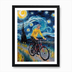 Cycling In The Style Of Van Gogh 2 Art Print