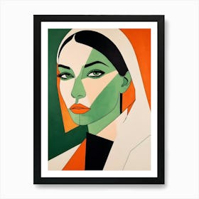 Geometric Woman Portrait Pop Art (83) Art Print