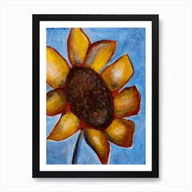 Sunflower - painting art hand painted floral yellow blue kitchen living room acrylic vertical classical old masters Art Print