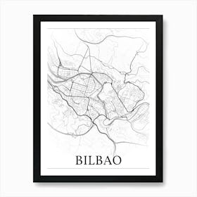 Bilbao, Basque Country, Spain, City Map, Black And White Fade Design Affiche