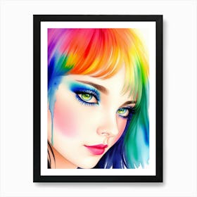 Girl With Colorful Hair 2 Art Print