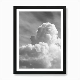 Black and white fluffy clouds in a clear sky - summer cloud nature and travel photography by Christa Stroo Photography Art Print