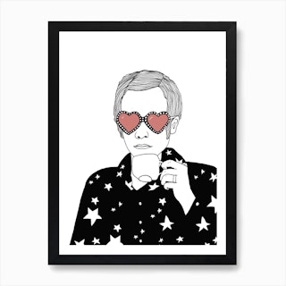 Elton John Drinking Tea Art Print