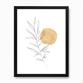 Line art Leaf and sun Art Print