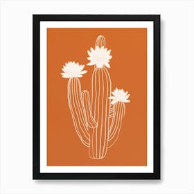 Cactus Line Drawing Echinocereus Cactus 1 Art Print