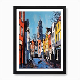 Painting Of A Amsterdam With A Cat In The Style Of Of Pop Art 1 Art Print