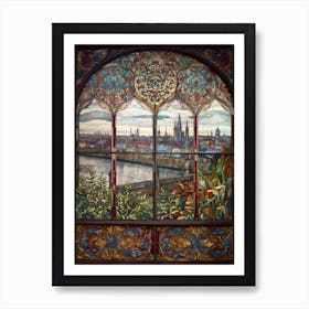 Window View Of Moscow Russia In The Style Of William Morris 4 Art Print