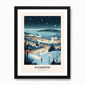 Winter Night  Travel Poster Plymouth United Kingdom 2 Art Print