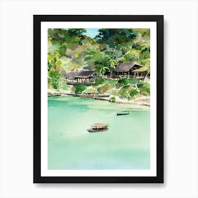 Komodo National Park Indonesia Water Colour Poster Art Print