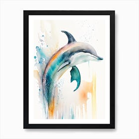 Striped Dolphin Storybook Watercolour  (3) Art Print