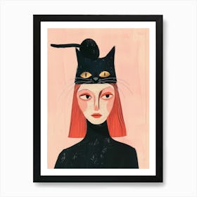 Black Cat Hat Art Print