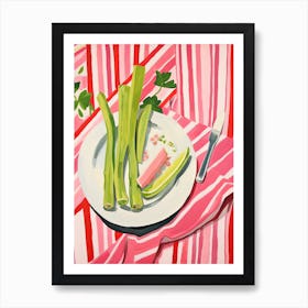 Rhubarb Fruit Summer Illustration 4 Art Print