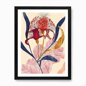 Colourful Flower Illustration Globe Amaranth 3 Art Print