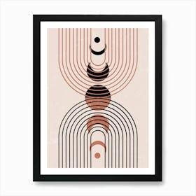 Concentric Shapes Stripes Earth Tones Retro Art Print