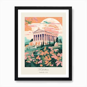 The Parthenon   Nashville, Usa   Cute Botanical Illustration Travel 3 Poster Art Print