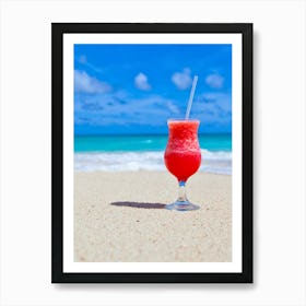 Tropical Drink On The Beach Art Print