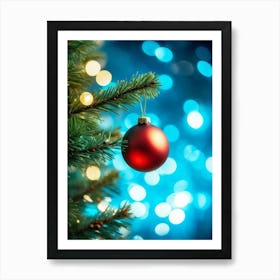 Christmas Tree Ball Background Holiday Merry Celebration Pine Ornament Glow Happy Design (9) Art Print