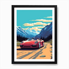 A Porsche Carrera Gt Car In Icefields Parkway Flat Illustration 3 Art Print