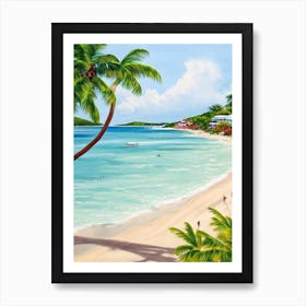 Grand Anse Beach, Grenada Contemporary Illustration   Art Print