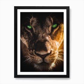 Lioness Green Eyes Art Print
