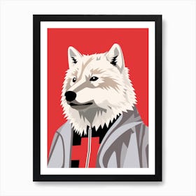 Japanese Wolf Art Nouveau 2 Art Print