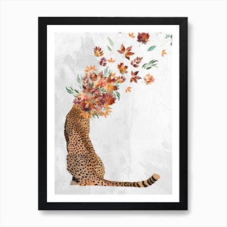 Cheetah Canvas Autumn Art Art Print