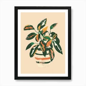 Zebra Plant Minimalist Illustration 8 Art Print