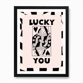 Lucky You Queen Of Hearts In Black Art Print