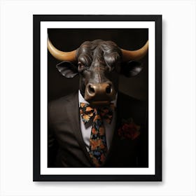 African Buffalo Wearing A Suit 2 Art Print