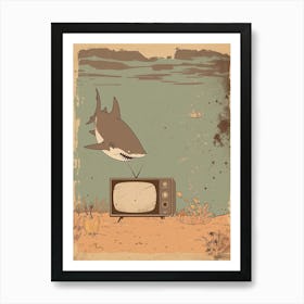 Shark & A Tv Muted Pastels 1 Art Print