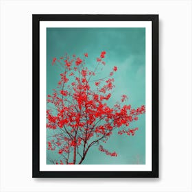 Red Tree Against Blue Sky 2 Art Print