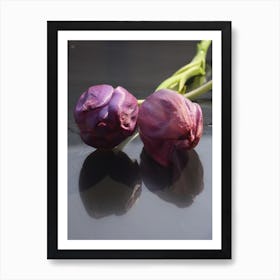 purple tulips reflection Art Print