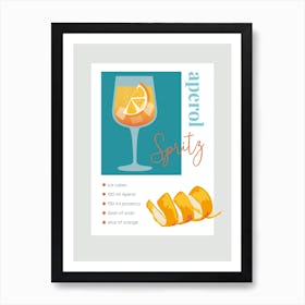 Aperol Spritz Recipe Art Print