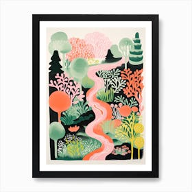 Butchart Gardens Abstract Riso Style 3 Art Print