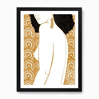 Nude Woman With Gold Earrings Art Print