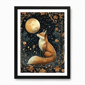 William Morris Night Fox Print Morris Museum Poster Morris Exhibition Poster Painting Fox Full Art Print