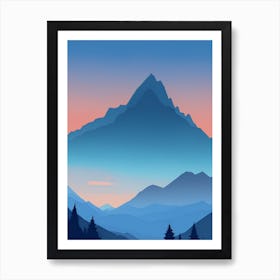 Misty Mountains Vertical Composition In Blue Tone 181 Art Print