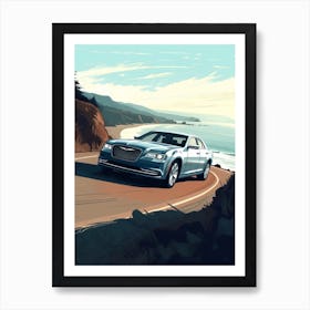 A Chrysler 300 In The Pacific Coast Highway Car Illustration 4 Art Print