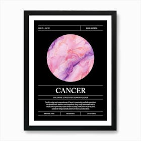 Rose Quartz Crystal Gem, Cancer Zodiac Sign Art Print