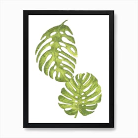 Light Green Watercolour Leaf Plants Art Print