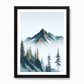 Mountain And Forest In Minimalist Watercolor Vertical Composition 310 Art Print