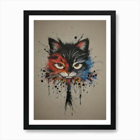 Cat Splatter Painting Art Print