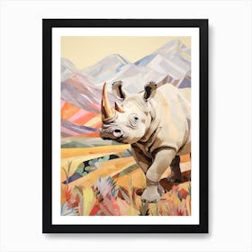 Profile Of Rhino Patchwork 1 Art Print