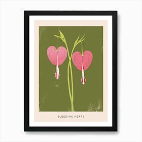 Pink & Green Bleeding Heart 2 Flower Poster Art Print