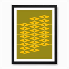 Abstract Eyes In Warm Yellow And Light Olive Art Print