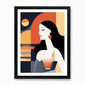 Woman With A Drink Art Print