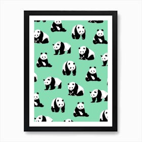 Pandas on Green Poster