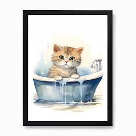 Scottish Fold Cat In Bathtub Bathroom 3 Art Print