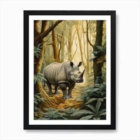 Rhino Exploring The Forest 5 Art Print