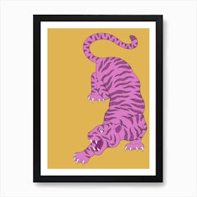 Pink leafy tattoo tiger Art Print